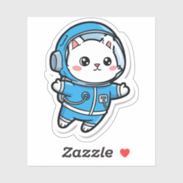 Pegatina Gris Transparente -Gato Astronauta Lindo 3x3