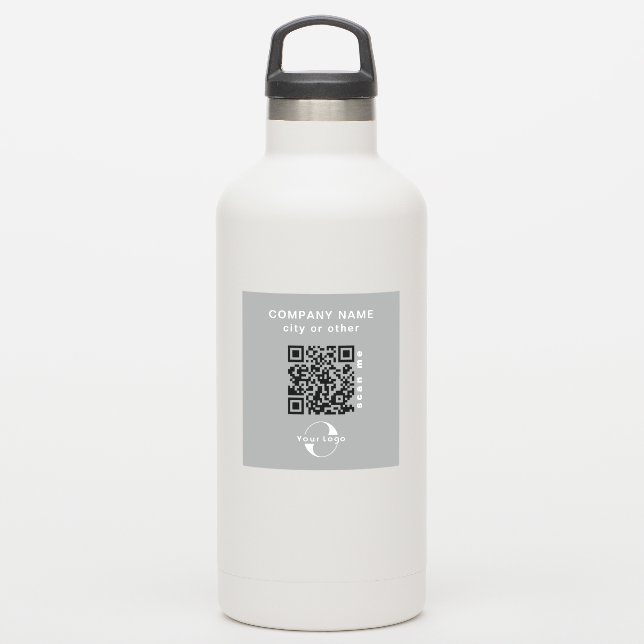 Pegatina Gris Vinyl cuadrado Business código QR Botella de  (Botella de agua)