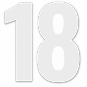 Pegatina gris y blanco plateado número 18