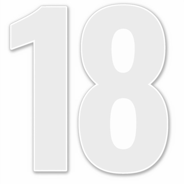 Pegatina gris y blanco plateado número 18 (Anverso)