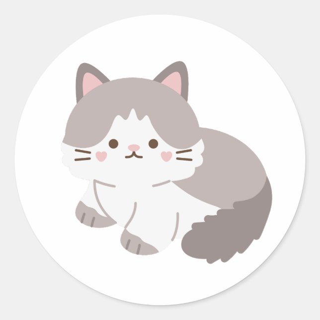 Pegatina Gris y Gato Blanco (Anverso)