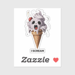 Pegatina "Grito" Gracioso Fantasma Chef Halloween Helado Cr