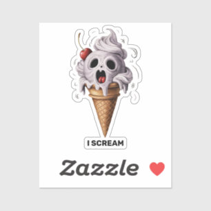 Pegatina "Grito" Gracioso Fantasma Chef Halloween Helado Cr