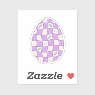 Pegatina Groovy Checkerboard Easter Egg Pastel Retro