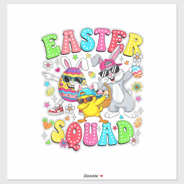 Pegatina Groovy Funny Rabbit Egg Chick Easter Squad Day Men (Hoja)