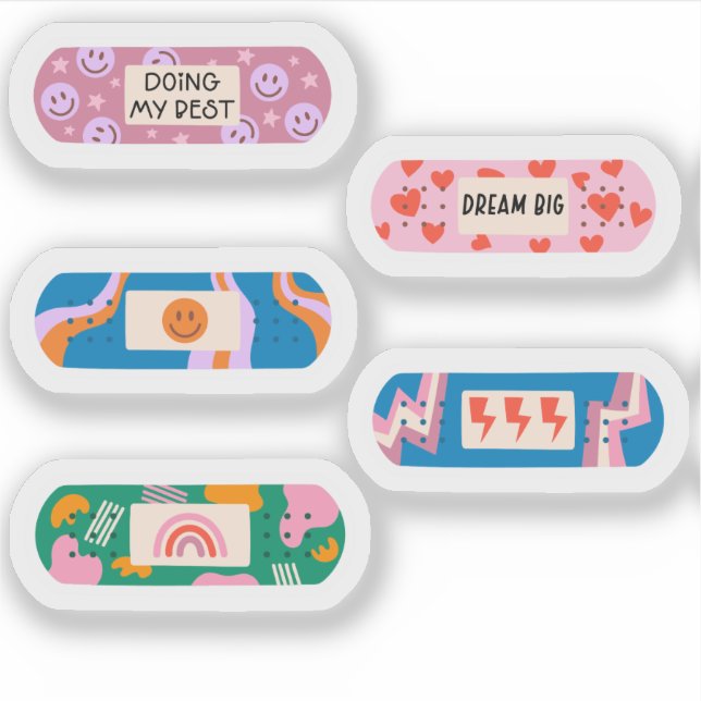 Pegatina Groovy Motivational Band Aid - Vibes de curación r (Anverso)