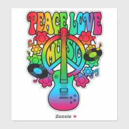 Pegatina Groovy Peace Love Music