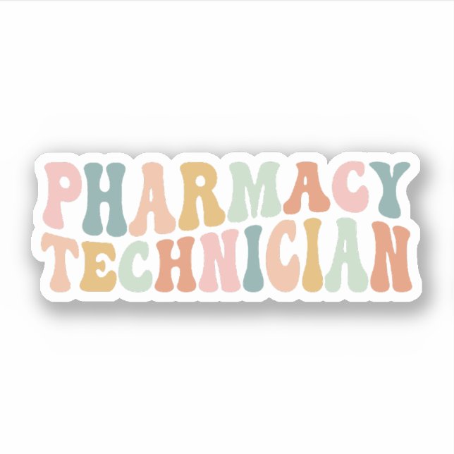 Pegatina Groovy Pharmacy Technician, Pharmacy Tech Gift (Anverso)