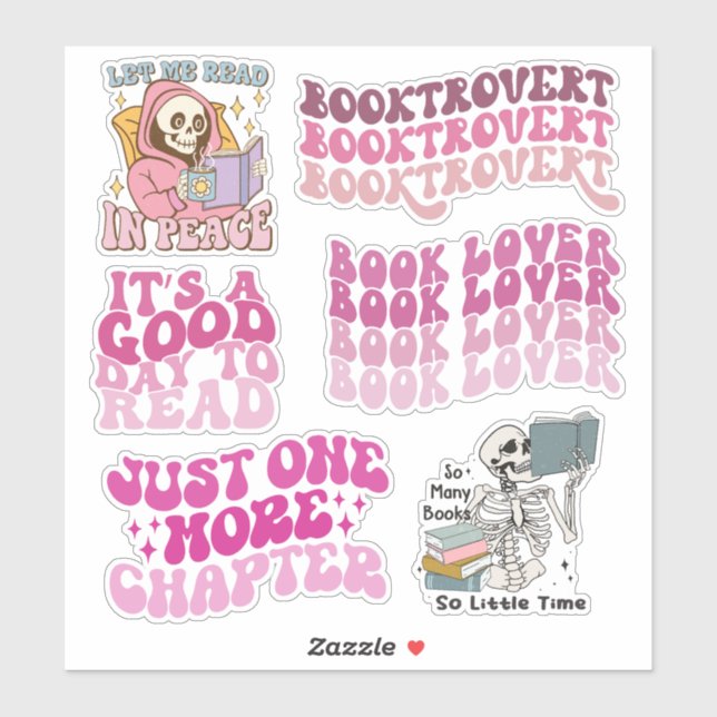 Pegatina Groovy Pink Book Lover & Reading Pack de Vinyl (Hoja)