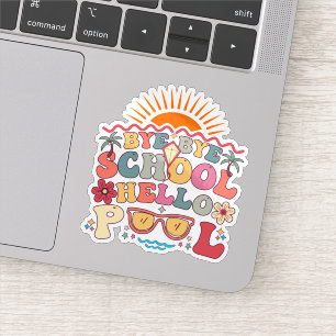 Pegatina Groovy Retro Design Bye Bye School Hello Pool Guay