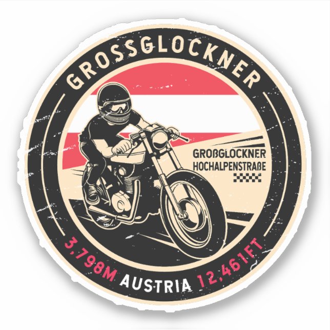 Pegatina Grossglockner | Austria | Motocicleta (Anverso)
