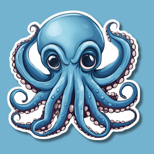Pegatina Grumpy Blue Octopus impermeable (Subido por el creador)
