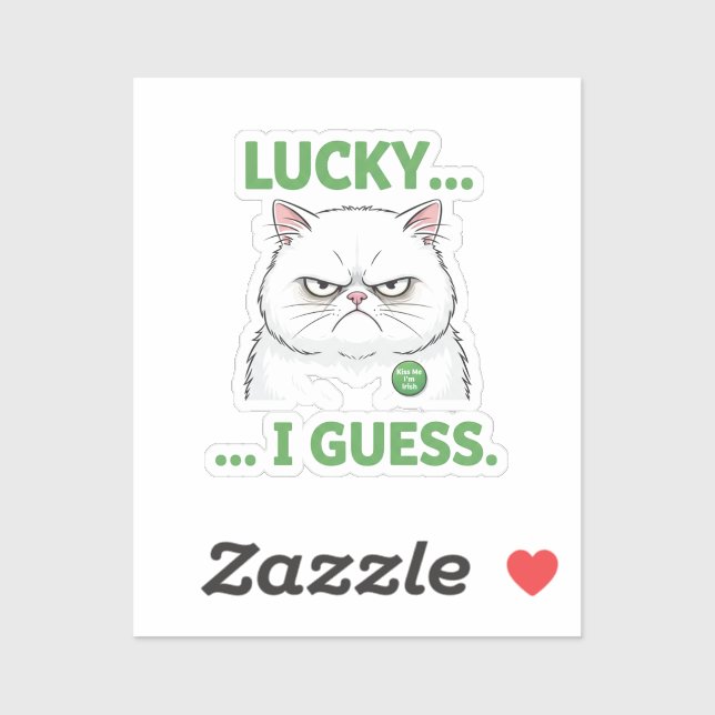 Pegatina Grumpy Cat Lucky I Guess Funny Sarcastic Sticker (Hoja)