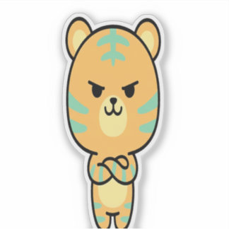 Pegatina Grumpy Orange Tiger Cute Kawaii Cartoon Sticker