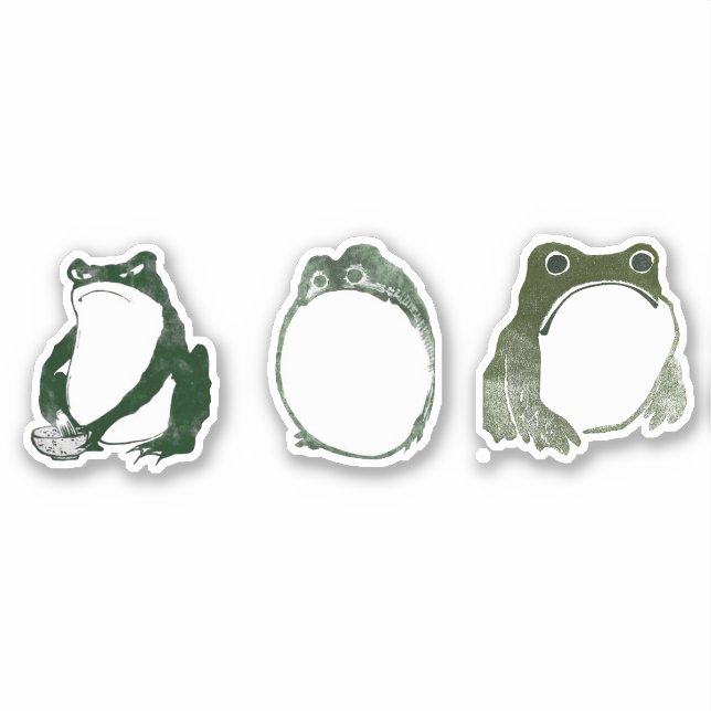 Pegatina Grumpy Tapo De Rana Japonesa Del Siglo XIX (Anverso)