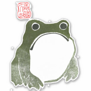Pegatina Grumpy Tapo De Rana Japonesa Del Siglo XIX