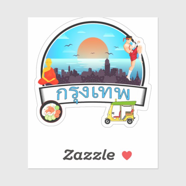 Pegatina Grung Tep - Bangkok Tailandia Travel Thai (Hoja)