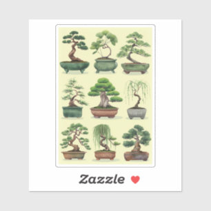 Pegatina grupo de árboles bonsai