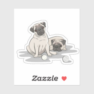 Pegatina Grupo de dibujos animados de pug