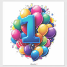 Grupo de Globos Vibrantes con Gran Número Uno