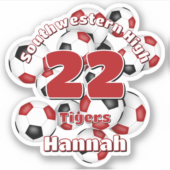 Pegatina grupo de jugadores negros rojos espíritu de equipo (Anverso)