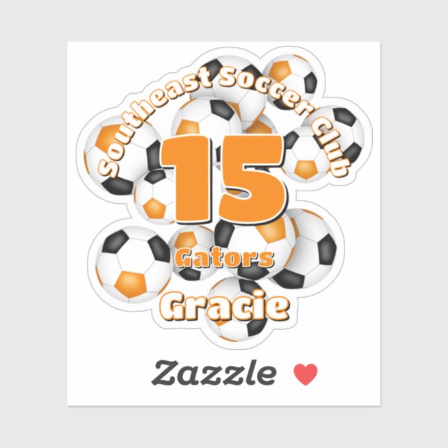 Pegatina grupo de naranjas de bolas de fútbol negras colore (Hoja)