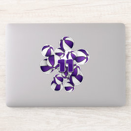 Pegatina grupo jersey número de baloncesto blanco morado