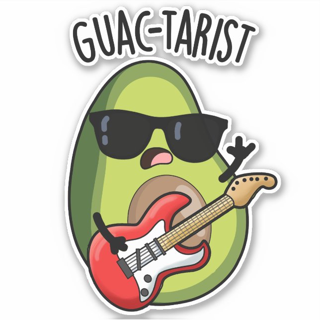 Pegatina Guac-tarista Funny Aguacate Pun (Anverso)