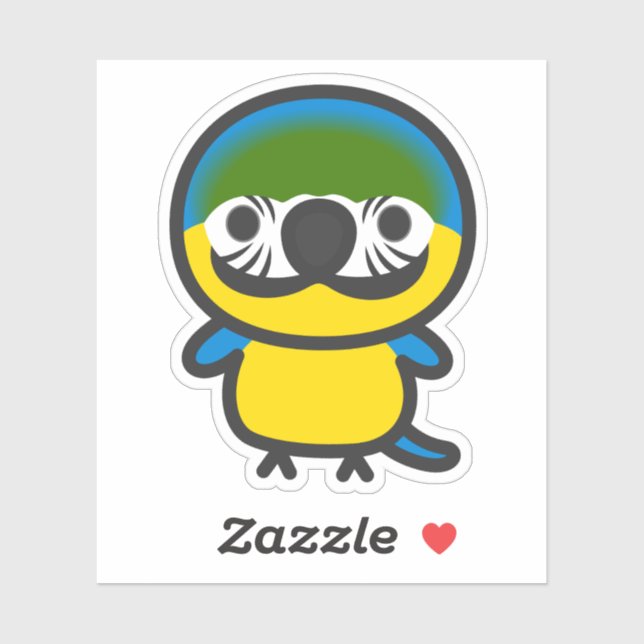 Pegatina Guacamayo azul y amarillo (Hoja)