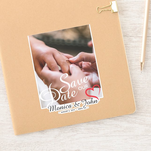 Pegatina Guardar la foto de fecha personalizada (Cuaderno)