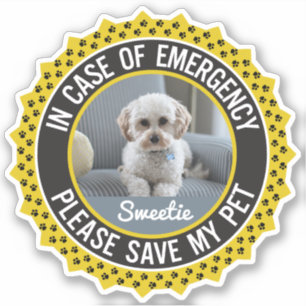 Pegatina Guardar mi nombre de alerta de seguridad Mascota C