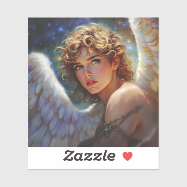 Pegatina Guardián Celestial - Ángel de las estrellas (Hoja)