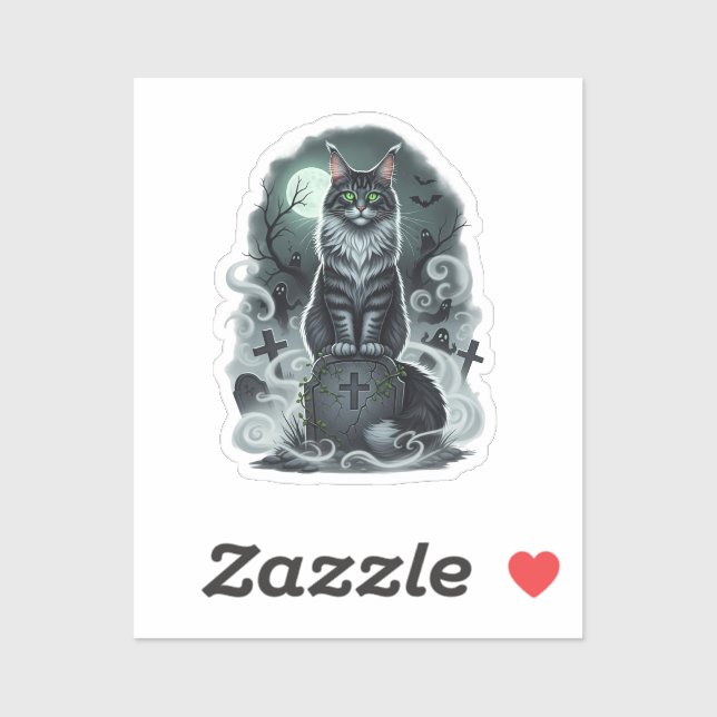 Pegatina Guardián de cementerio - Halloween de Maine Coon (Hoja)