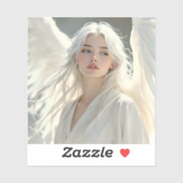 Pegatina Guardián Luminoso - Ángel del alba plateado