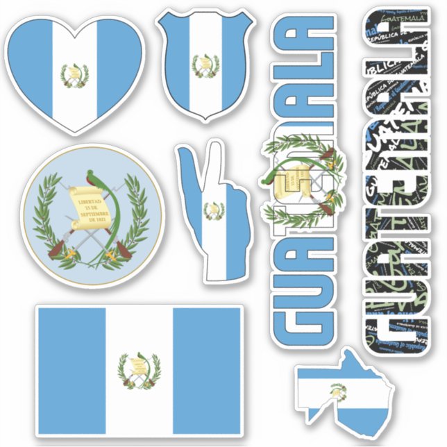 Pegatina Guatemala asombrosa da formas a símbolos nacionale (Anverso)