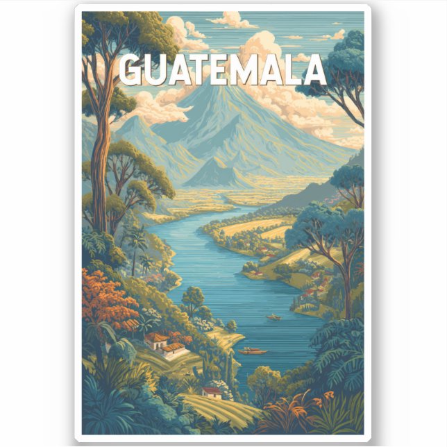 Pegatina Guatemala Ilustracion Viaje de arte (Anverso)