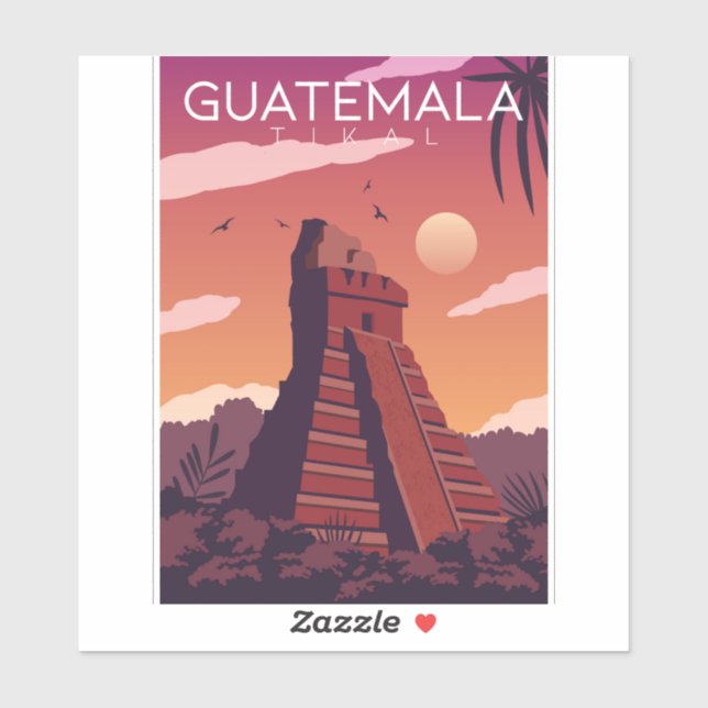 Pegatina Guatemala Tikal (Hoja)