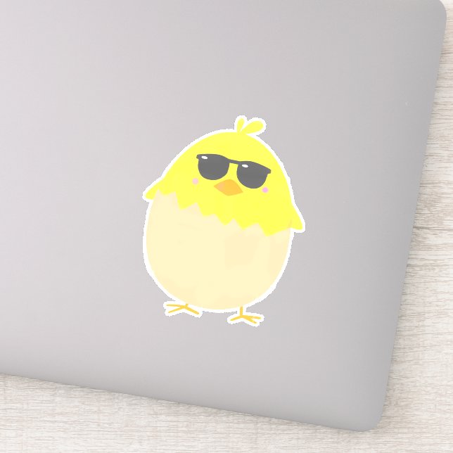 Pegatina Guay Chick funky Pascua Chick amarillo (Detalle)
