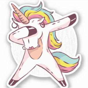Pegatina Guay Dabbing Unicornio se muda de moda danza arcoi