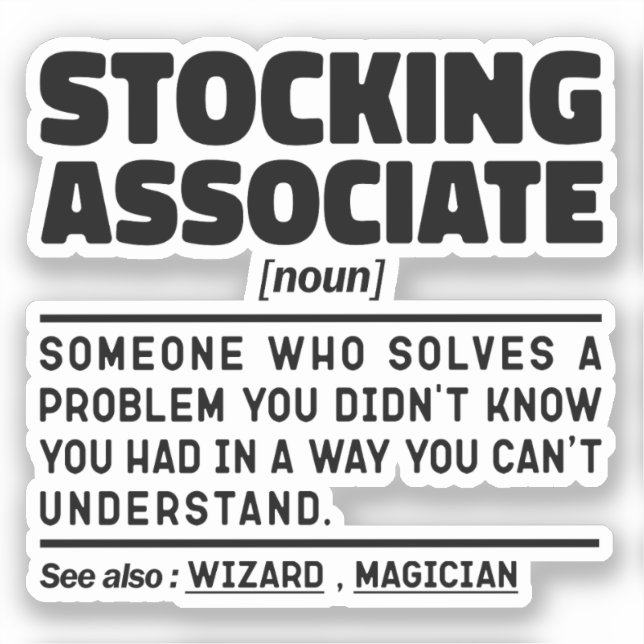 Pegatina Guay de Stocking Associate Noun Warehouse Worker (Anverso)
