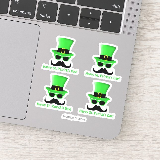 Pegatina Guay Funny St. Patrick's Day Mustache Top hat Man (Detalle)
