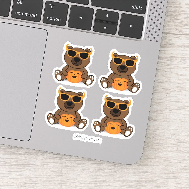 Pegatina Guay lindo Halloween gafas de sol de oso y calabaz (Detalle)