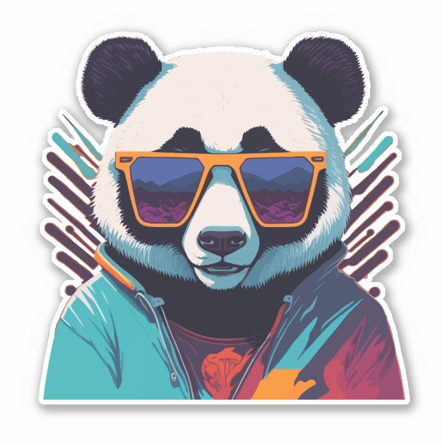 Pegatina Guay Panda con Vibes Retro (Anverso)