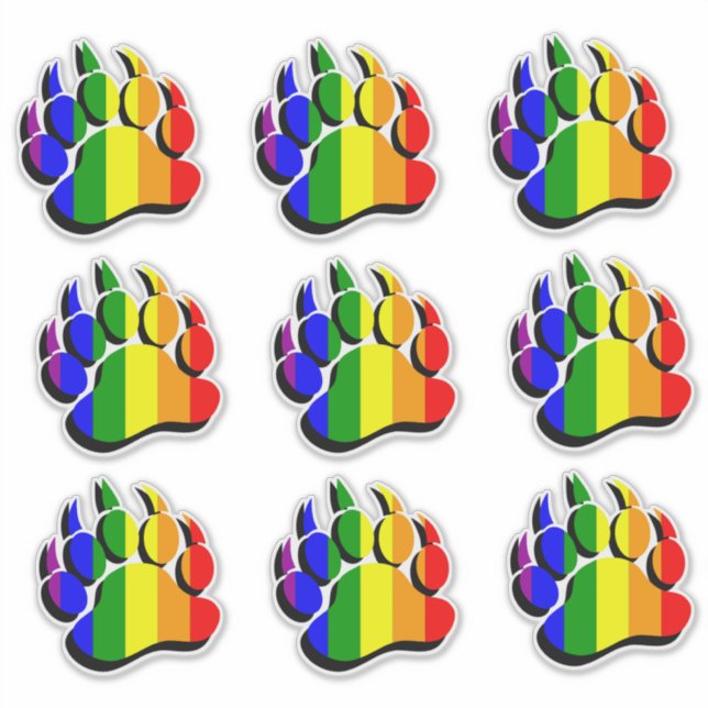 Pegatina Guay Rainbow Flag Bear Paw (Anverso)