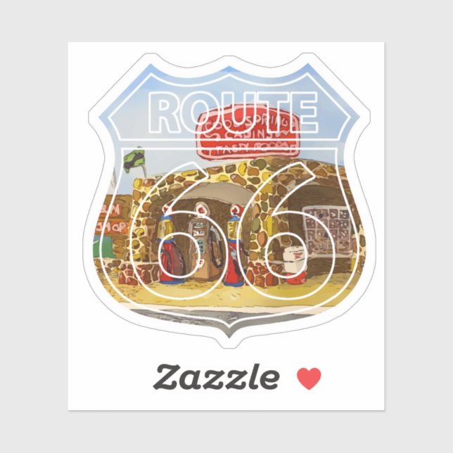 Pegatina Guay Springs en la Ruta 66 (Hoja)