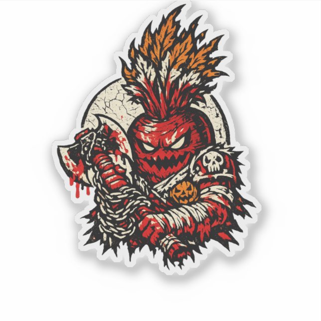 Pegatina Guerrero Berserker de Remolacha de Halloween — Gue (Anverso)