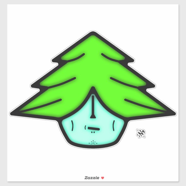 Pegatina Guerrero de árbol (cara como personalizado) v1 (Hoja)