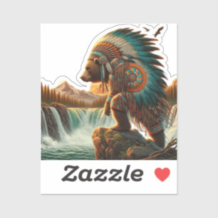 Pegatina Guerrero de oso azteca