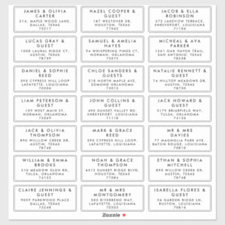 Pegatina Guest Name Mailing Address Wedding Label Sticker