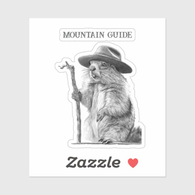 Pegatina Guía de la montaña - Diseño de marmota caprichosa (Hoja)